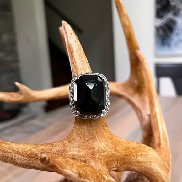 Shop HQ Paul Deasy Collection Onyx, White Topaz and Sterling silver ring - Picture 1 of 6